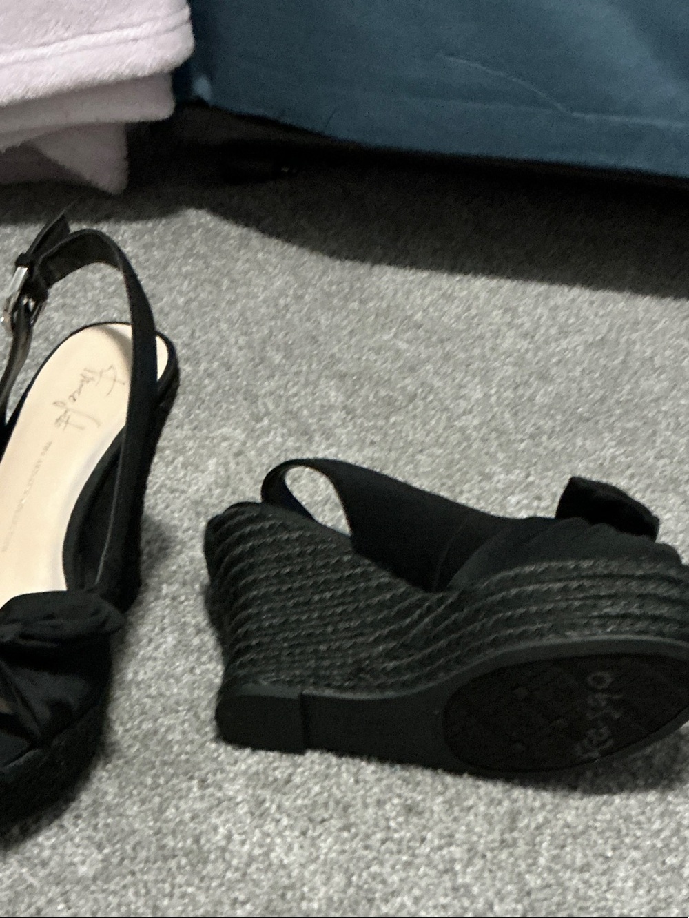 NWT Franco Sarto Black Knot Wedge Slingbacks - Picture 3 of 6